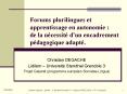 Forums plurilingues et apprentissage en autonomie : de la n PowerPoint PPT Presentation