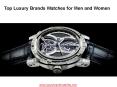 Top Luxury Brands Watches for Men and Women