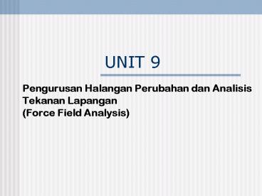 Pengurusan Halangan Perubahan dan Analisis Tekanan Lapangan (Force Field Analysis)