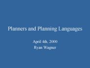 Planners and Planning Languages