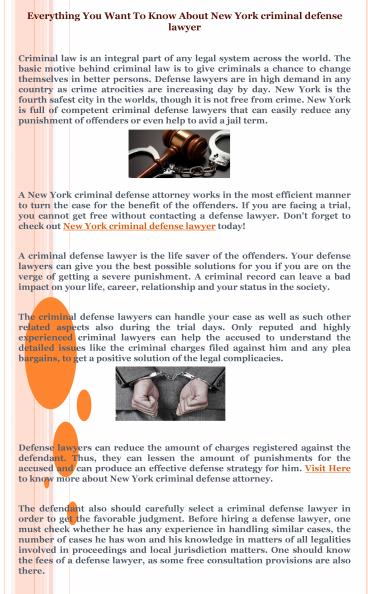Everything You Want To Know About New York criminal defense lawyer
