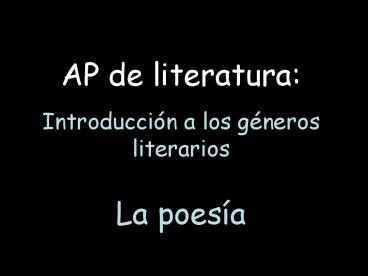 AP de literatura: Introducci