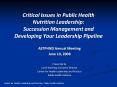 Critical Issues in Public Health Nutrition Leadership: Succession Management and Developing Your Leadership Pipeline PowerPoint PPT Presentation