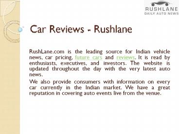 Car Reviews - Rushlane