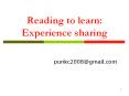 Reading to learn: Experience sharing PowerPoint PPT Presentation
