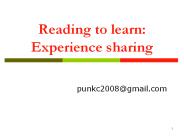 Reading to learn: Experience sharing