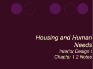 Housing and Human Needs Interior Design I Chapter 1.2 Notes