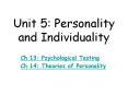 Unit 5: Personality and Individuality PowerPoint PPT Presentation