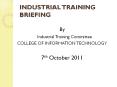INDUSTRIAL TRAINING BRIEFING PowerPoint PPT Presentation