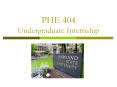 PHE 404 Undergraduate Internship PowerPoint PPT Presentation