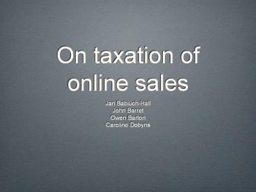 On taxation of online sales