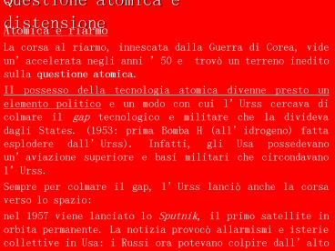 Questione atomica e distensione