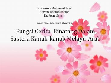 Fungsi Cerita Binatang Dalam Sastera Kanak-kanak Melayu-Arab