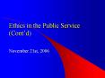 Ethics in the Public Service (Cont PowerPoint PPT Presentation
