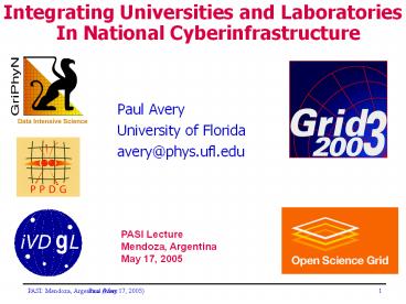 Integrating Universities and Laboratories In National Cyberinfrastructure