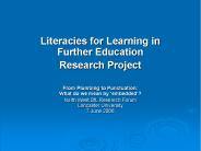 Literacies for Learning in Further Education