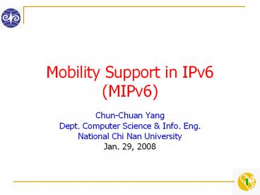 Mobility Support in IPv6 (MIPv6)