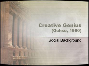 Creative Genius (Ochse, 1990)