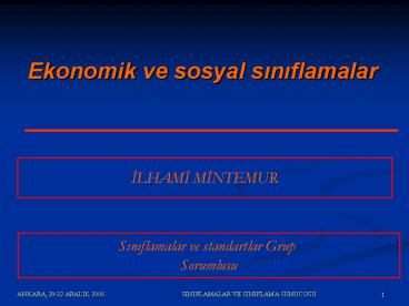 Ekonomik ve sosyal siniflamalar