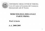 MERCEOLOGIA DOGANALE PARTE PRIMA
