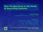 New Perspectives in the Study of Swarming Systems