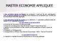 MASTER ECONOMIE APPLIQUEE PowerPoint PPT Presentation