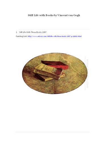 Still Life with Books by Vincent van Gogh--Artisoo