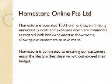 Online Furnishing Store in Singapore