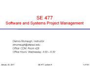 SE 477 Software and Systems Project Management