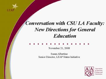Conversation with CSU LA Faculty: New Directions for General Education