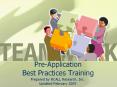 Pre-Application Best Practices Training PowerPoint PPT Presentation