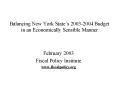 Balancing New York State PowerPoint PPT Presentation