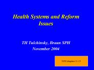 Health Systems and Reform Issues