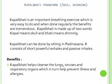 Kapalbhati Pranayama Health Benefits