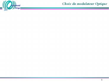 Choix du modulateur Optique