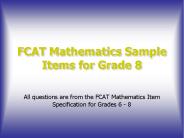 FCAT Mathematics Sample Items for Grade 8