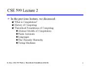CSE 599 Lecture 2