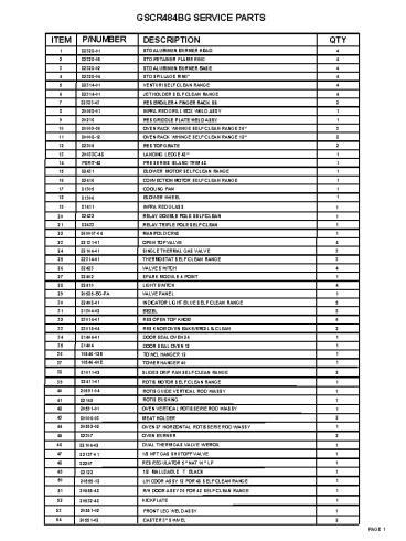 GSCR484BG SERVICE PARTS