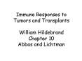 Immune Responses to Tumors and Transplants William Hildebrand Chapter 10 Abbas and Lichtman PowerPoint PPT Presentation