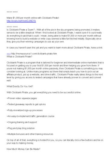 Is Clickbank Pirate a Scam?