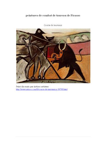 peintures de combat de taureau de Picasso -- Artisoo