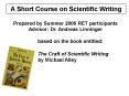 A Short Course on Scientific Writing PowerPoint PPT Presentation