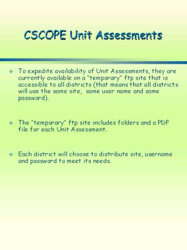 CSCOPE Unit Assessments