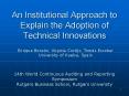 An Institutional Approach to Explain the Adoption of Technical Innovations PowerPoint PPT Presentation