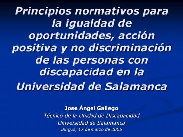Principios normativos para la igualdad de oportunidades, acci