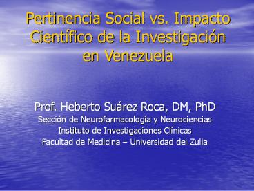 Pertinencia Social vs. Impacto Cient