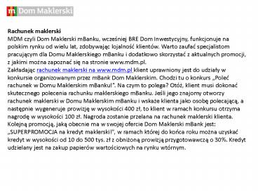 Rachunek maklerski MDM