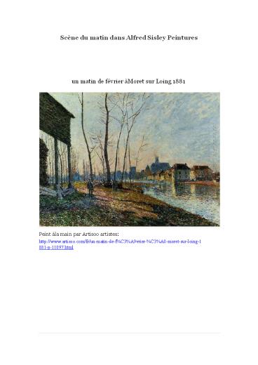 Scène du matin dans Alfred Sisley Peintures -- Artisoo