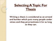 Choosing A Topic For Thesis