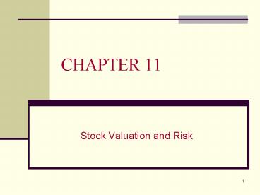 Stock Valuation and Risk